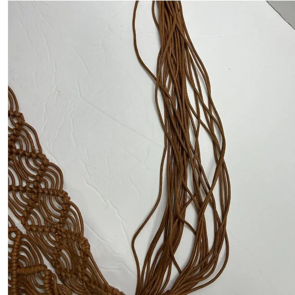 Vintage‎ Boho Style Macrame Cord Belt With Long Fringe